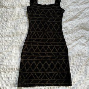 Black gold chain print bodycon minidress